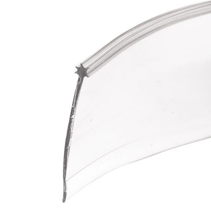 Emery Jensen shower door hardware with clear bottom seal featuring a star shape for a secure fit.