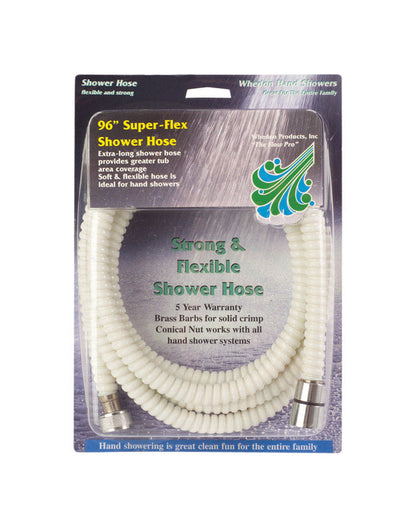 Emery Jensen Super Flex Shower Hose96, flexible chrome shower head accessory with durable design for easy installation.