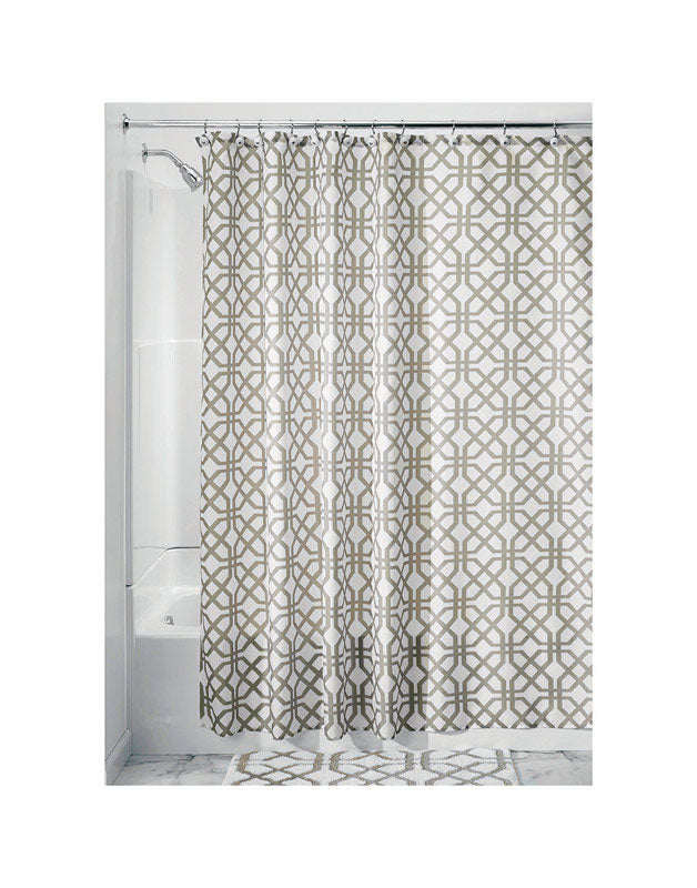 Emery Jensen shower curtain with trellis pattern, waterproof fabric, and reinforced metal grommets for bathroom decor.
