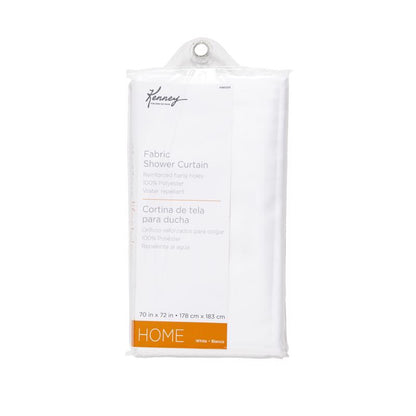Emery Jensen shower curtain with fabric design, waterproof liner for bathroom shower enclosure