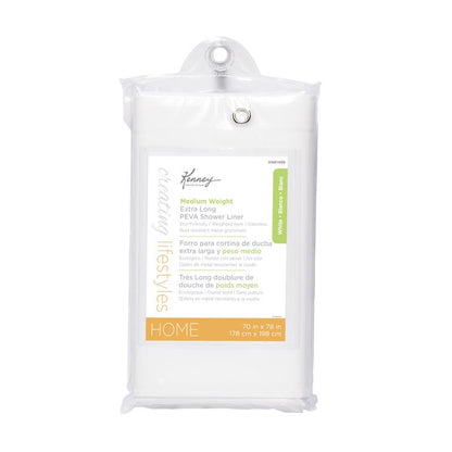 Emery Jensen 78-inch shower liner, waterproof fabric with reinforced grommets, for bathroom shower enclosure.