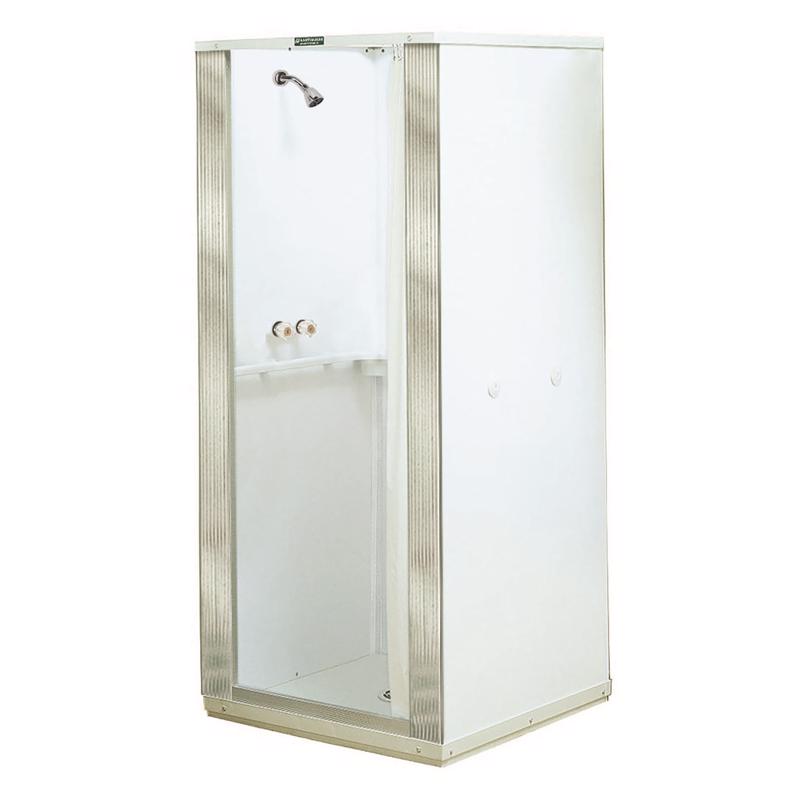 Emery Jensen 36x36 inch shower stall with clear glass doors and modern frame, designed for a sleek bathroom upgrade.
