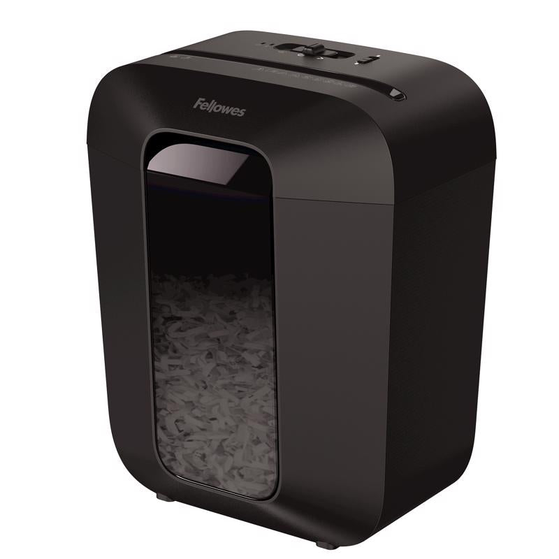 Black Cross CT Shredder by Emery Jensen with 9-sheet capacity, compact design for secure document shredding.