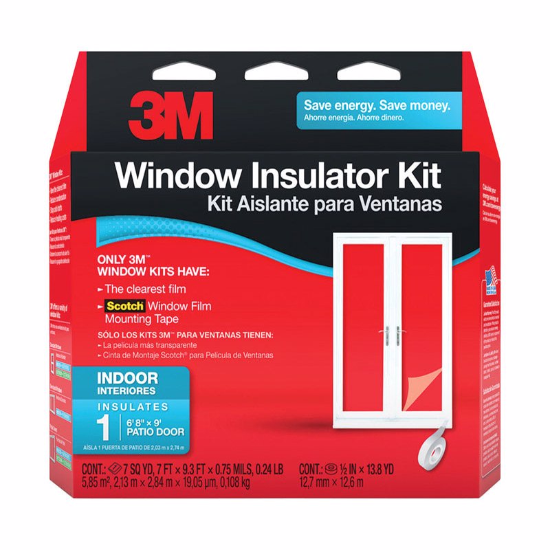 Emery Jensen FilmKit Shrink Window Kit for patio doors, includes clear shrink film and application tools for insulation.