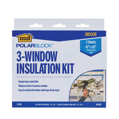 Emery Jensen Insulatin KT 3Win shrink window kit with 42x62 inch size, used for insulating and sealing windows.