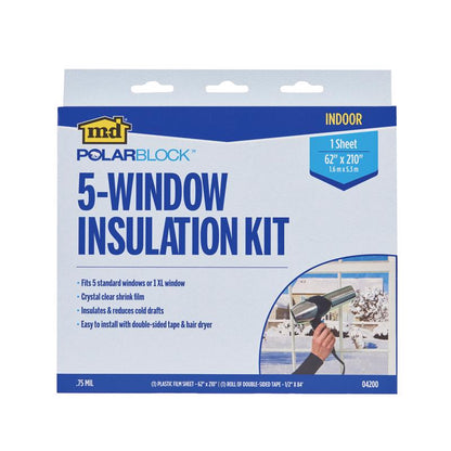 Emery Jensen Insulation KT 5WIN shrink window kit with 62x210-inch size for sealing and insulating window gaps.