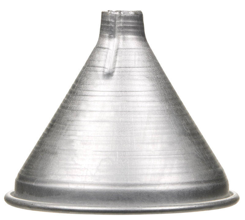 Aluminum 2oz kitchen funnel from Emery Jensen, used for pouring liquids or powders in cooking and baking.