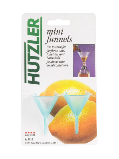 Emery Jensen mini plastic kitchen funnel, sifter type, with a narrow spout for transferring liquids and powders.