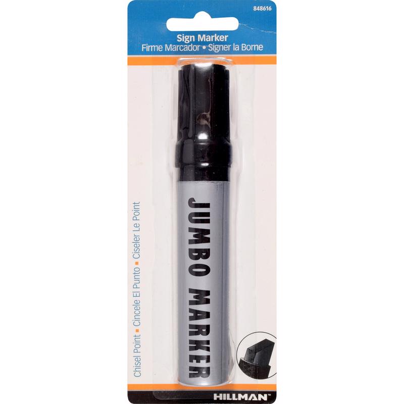 Black jumbo chisel tip marker from Emery Jensen, ideal for sign accessories and bold, clear writing on various surfaces.