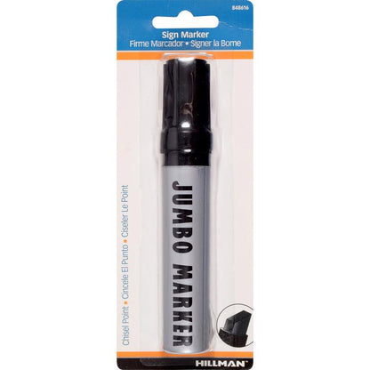 Black jumbo chisel tip marker from Emery Jensen, ideal for sign accessories and bold, clear writing on various surfaces.