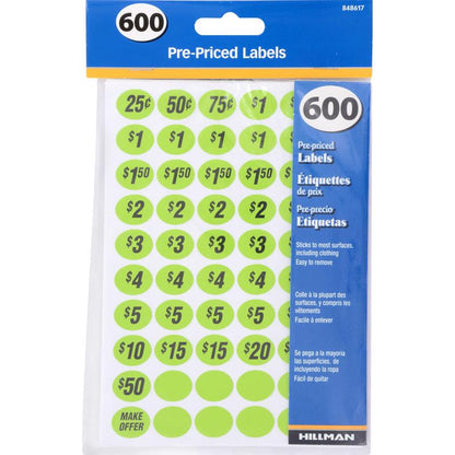 PREPRCE LABELS GRN 600PK - Pack of 5