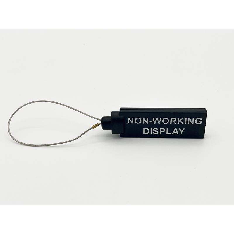 Emery Jensen anti-theft display tag signage and sign holder for retail security and merchandise protection.