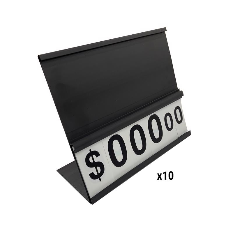 Black signage display holder from Emery Jensen for grilling pop signage, designed for easy visibility and durability.