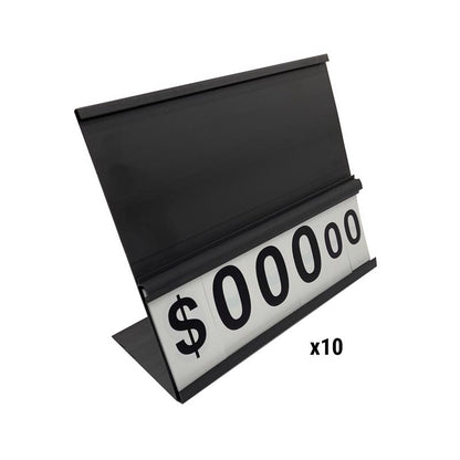 Black signage display holder from Emery Jensen for grilling pop signage, designed for easy visibility and durability.