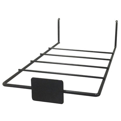 Large black shelf bracket holder from Emery Jensen, designed for signage and sign holders, with sturdy construction for display support.