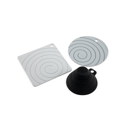 Emery Jensen silicone jar grip set, 3-piece, with textured silicone handles for easy opening and secure grip on jars.