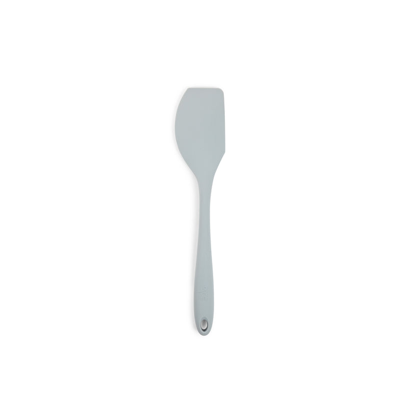 Gray pointed silicone spatula from Emery Jensen, ideal for cooking and baking, with a flexible, heat-resistant silicone head and handle.