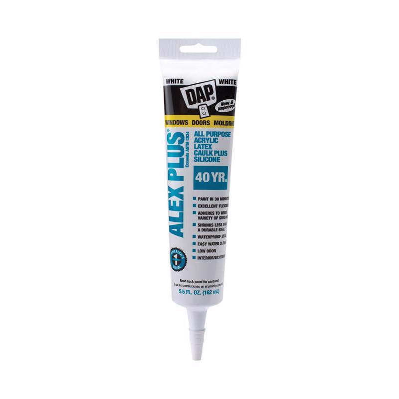 Emery Jensen siliconized acrylic caulk in white, 5.5 oz, pack of 12, suitable for sealing and gap filling in home repairs.