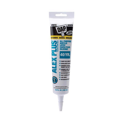 Emery Jensen siliconized acrylic caulk in white, 5.5 oz, pack of 12, suitable for sealing and gap filling in home repairs.