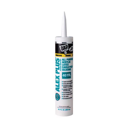 Emery Jensen siliconized acrylic caulk in white, 10.1oz tubes, pack of 12, suitable for sealing and caulking projects
