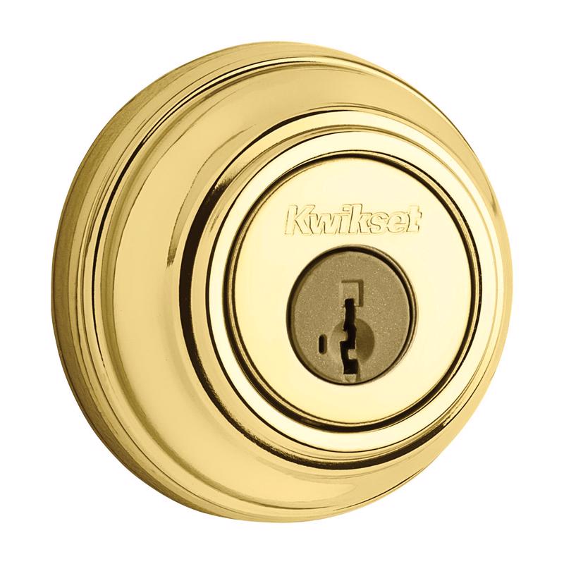 Emery Jensen Deadbolt Single Cylinder Aluminum Door Lock, front view showing keyhole and sleek metallic finish.