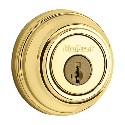 Emery Jensen Deadbolt Single Cylinder Aluminum Door Lock, front view showing keyhole and sleek metallic finish.