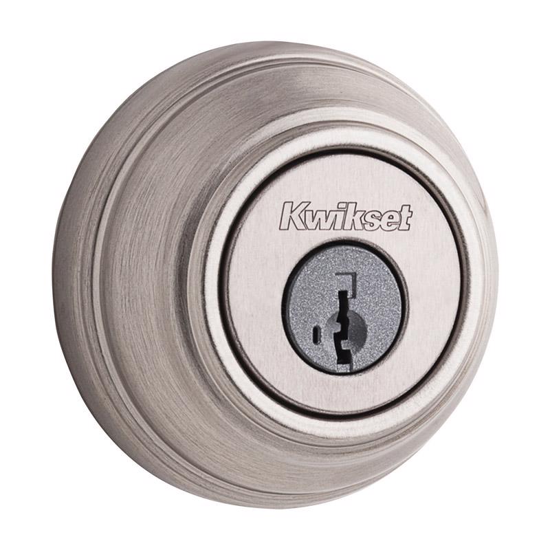 Emery Jensen Deadbolt Single Cylinder Door Lock in brass finish, showing keyhole and sturdy lock mechanism.