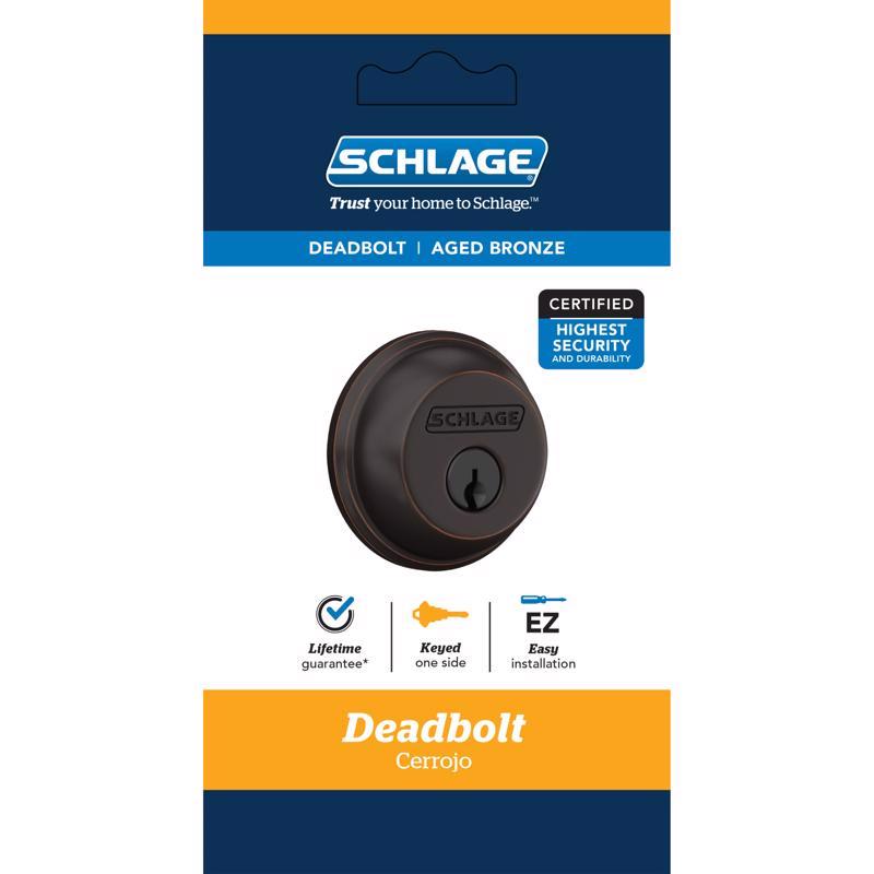 Emery Jensen single cylinder deadbolt lock with key, featuring a sturdy metal body and secure locking mechanism.
