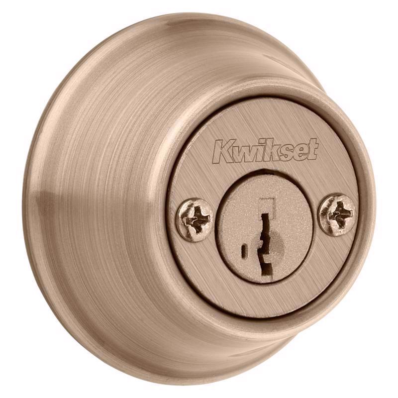 Emery Jensen single cylinder lock with deadbolt and A-brackets, showing the lock mechanism and mounting hardware.