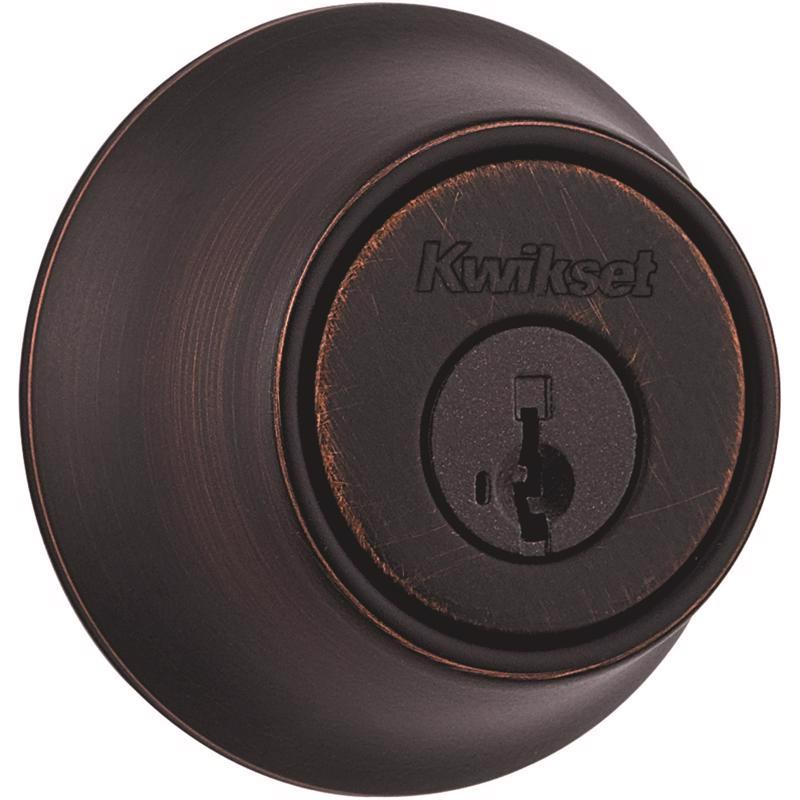 Emery Jensen single cylinder deadbolt V-bolt lock showing keyhole and metal casing for enhanced security.