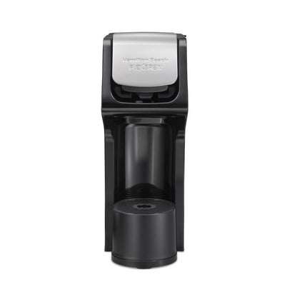Black Emery Jensen single serve coffee maker with 14oz capacity, compact design, perfect for quick brewing.