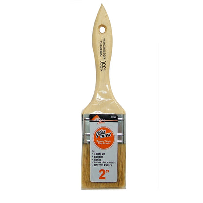 Pack of 24 double-thick 2-inch Emery Jensen single-use chip brushes for painting and decorating projects.