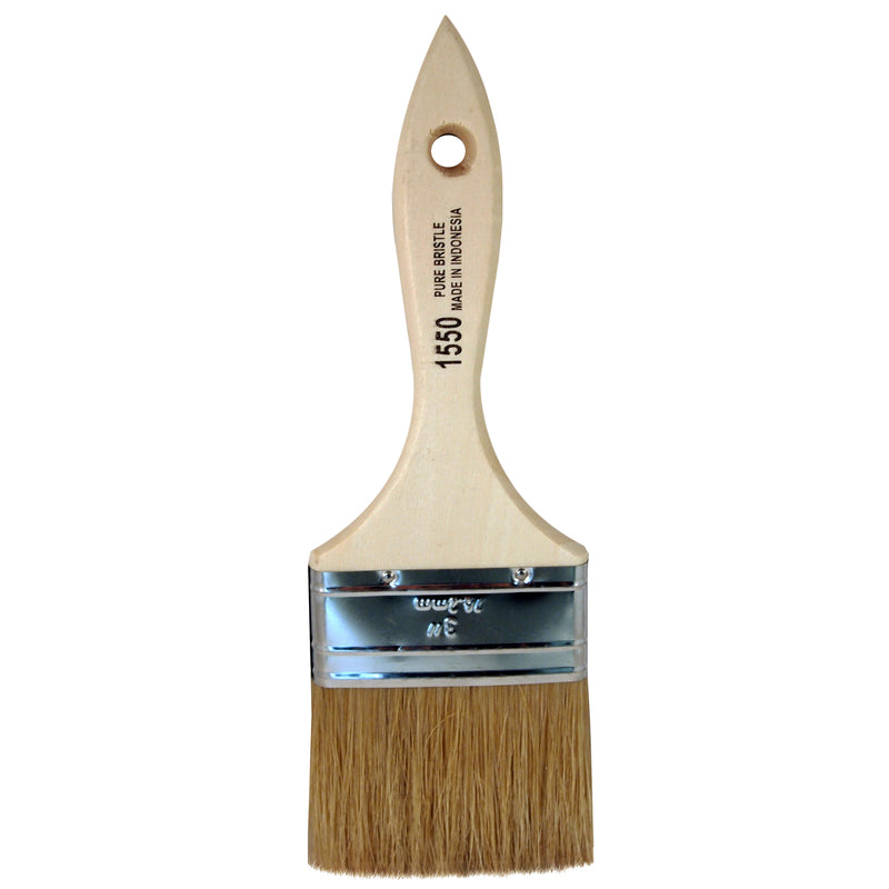 Pack of 12 Emery Jensen double-thick 3-inch chip brushes for single-use or toss-away applications in painting and decorating.