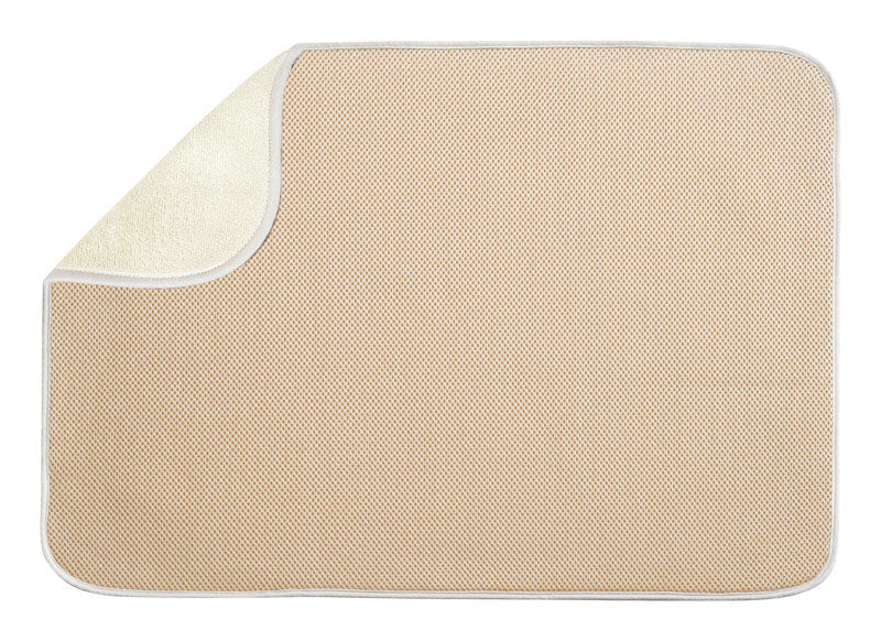 Large wheat-colored drying mat from Emery Jensen sinkware collection, designed for drying dishes and kitchenware.