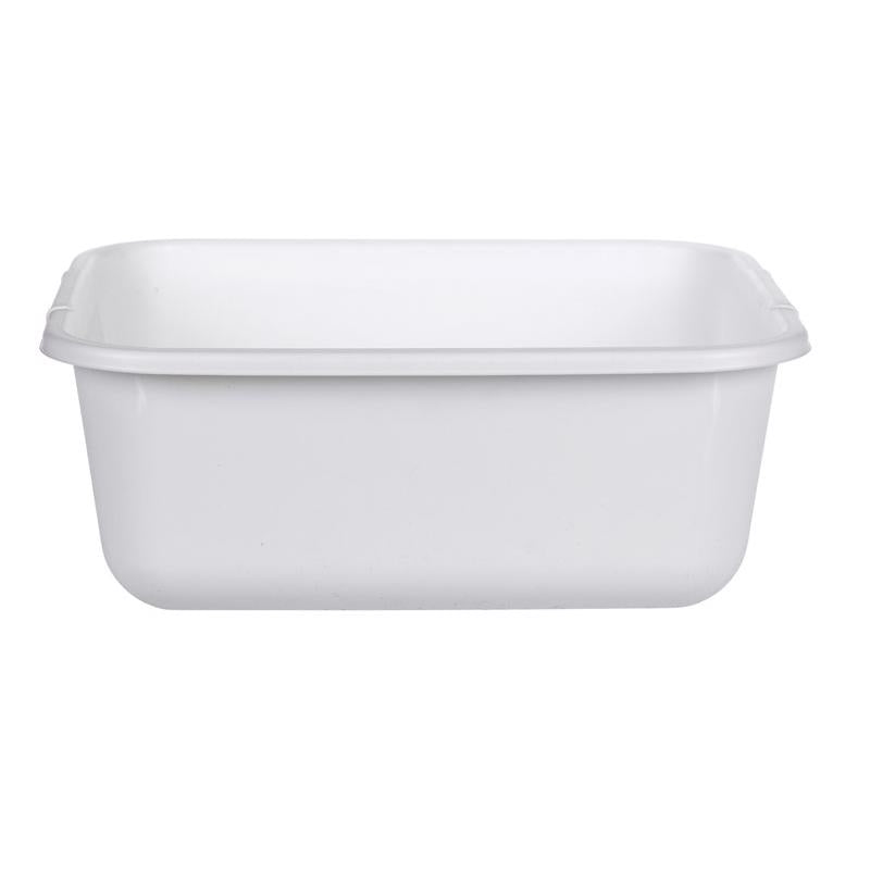 Emery Jensen sinkware pan in white, 11.4-quart capacity, shown with a sturdy handle and smooth surface for kitchen use.