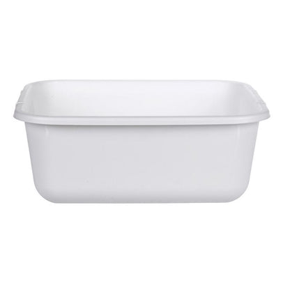 Emery Jensen sinkware pan in white, 11.4-quart capacity, shown with a sturdy handle and smooth surface for kitchen use.