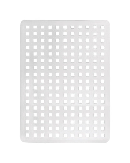 Clear sink mat measuring 16x12.5 inches from Emery Jensen Sinkware, designed to protect sinks and prevent slipping.