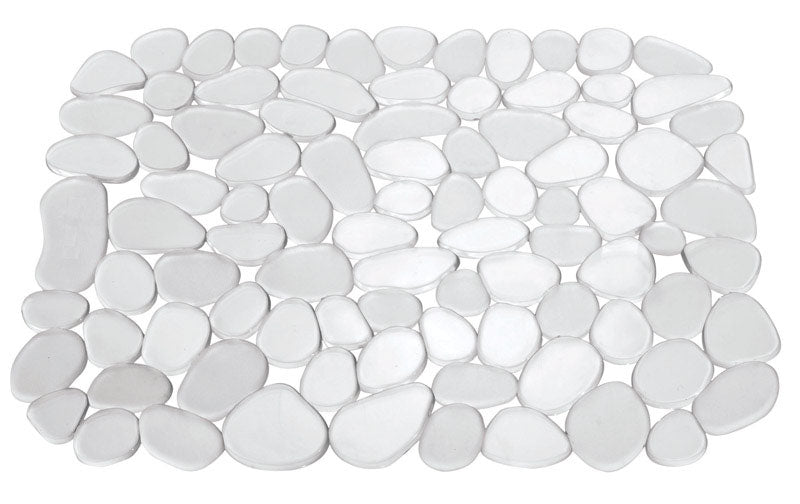 Emery Jensen Sinkware clear sink mat measuring 10.8x12.3 inches, protecting sink surfaces from scratches and damage.