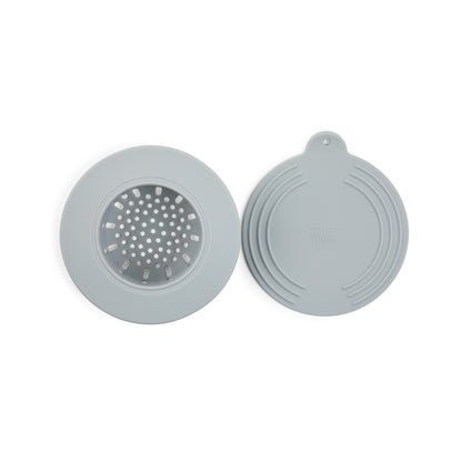 Emery Jensen Sinkware sink strainer with stopper in stainless steel, designed to fit kitchen sinks and catch debris.