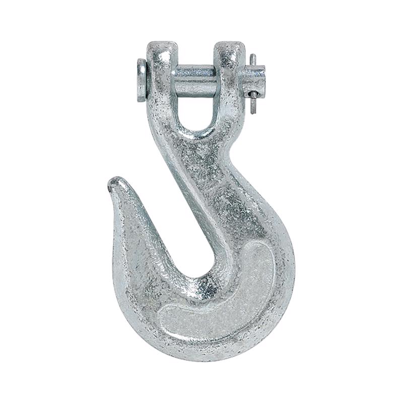 Set of 5 Emery Jensen slip clevis grab hooks, 1/4-inch size, durable metal hooks for securing loads or rigging tasks.