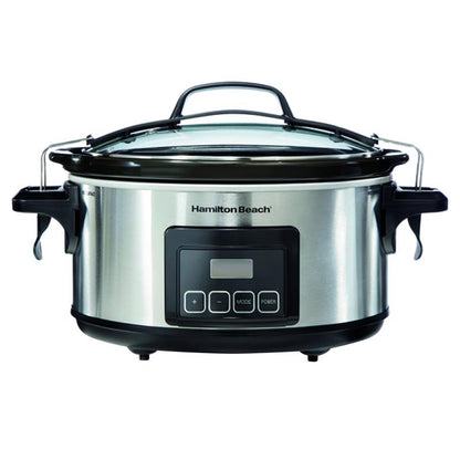 Emery Jensen PROGRMBL 6QT slow cooker with digital controls and ceramic interior, ideal for preparing large meals.