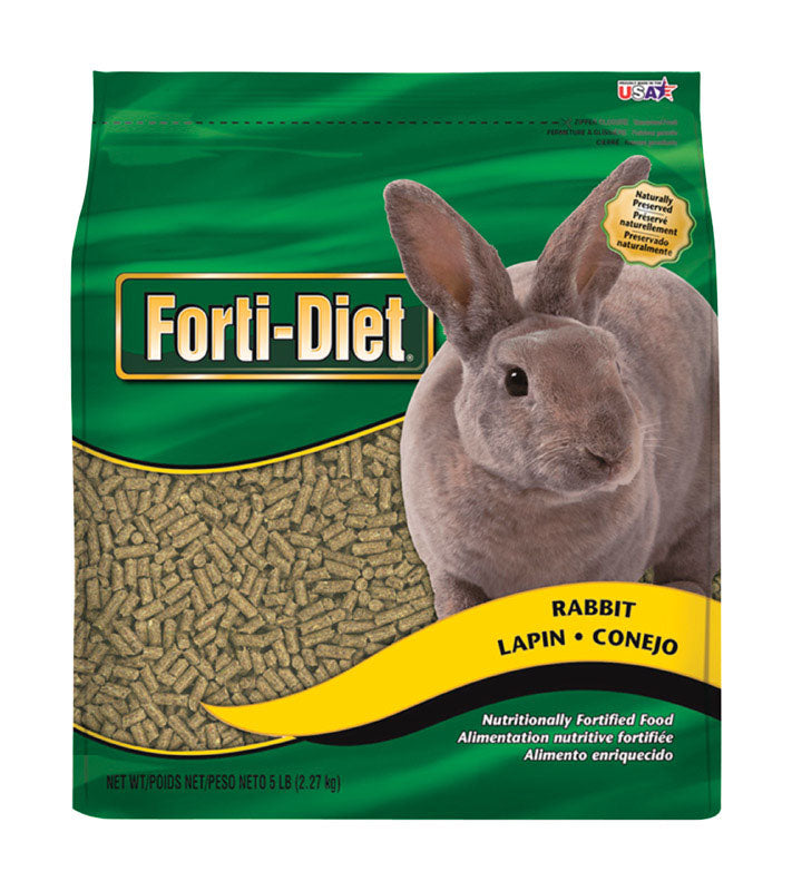 Emery Jensen small animal food bag for rabbits, 5lb, featuring colorful packaging with rabbit images and nutritional details.