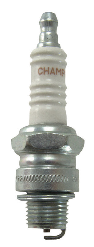 Emery Jensen H10C Champ small engine spark plug with ceramic insulator and metal threads, ideal for small engine repairs.