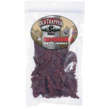 Old Fashioned Beef Jerky snack by Emery Jensen in a 10oz package, showing thick, flavorful strips of dried beef for snacking.