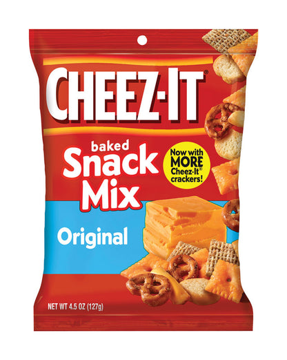 Emery Jensen Cheez-It Baked Snack Mix pack of 6 featuring cheesy baked snack crackers in a colorful bag.