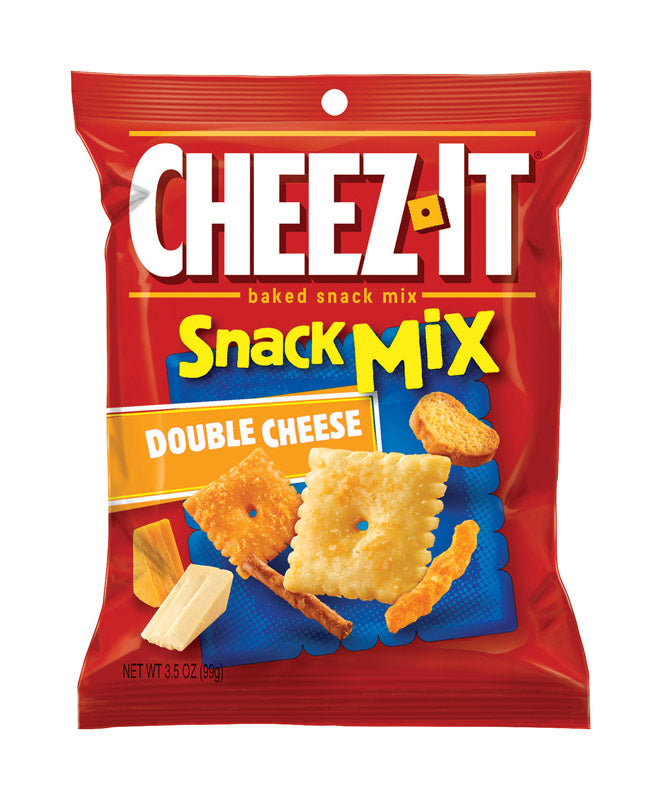Six-pack of Emery Jensen Cheez-It Double Cheese Snack Mix, assorted cheesy snack crackers in a variety pack.