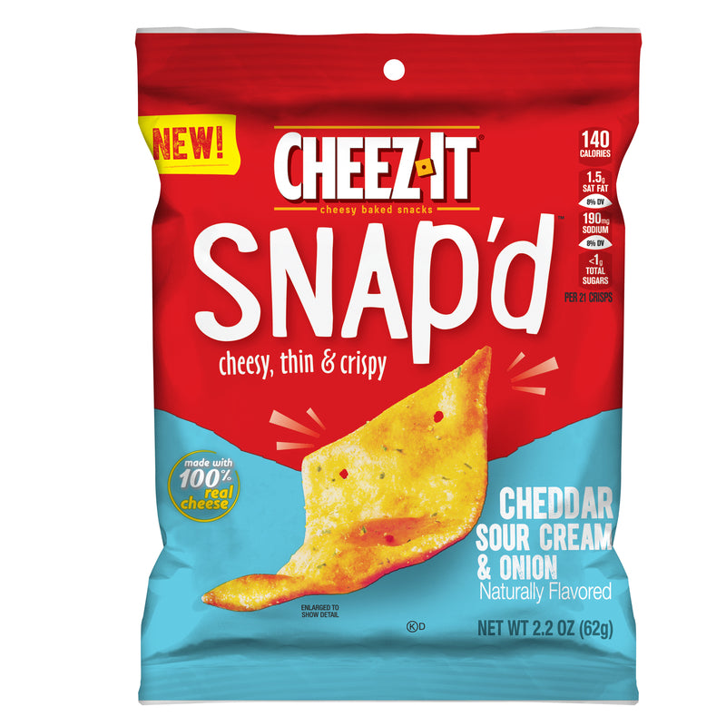Six-pack of Emery Jensen Cheeze-It cheese snack crackers in creamy cheese flavor, arranged in a row against a neutral background.