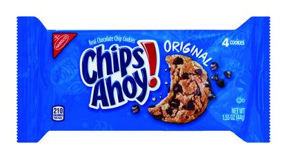 Assorted Chips Ahoy! cookies in 1.55oz packs, 10-pack of snacks by Emery Jensen, with chocolate chip cookies on the package