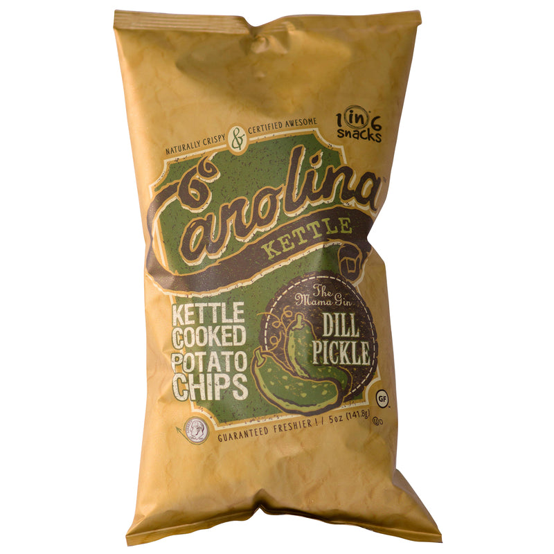 Emery Jensen Dill Pickle Chips snack pack, 5oz bags, set of 14, crunchy dill-flavored potato chips in colorful packaging.