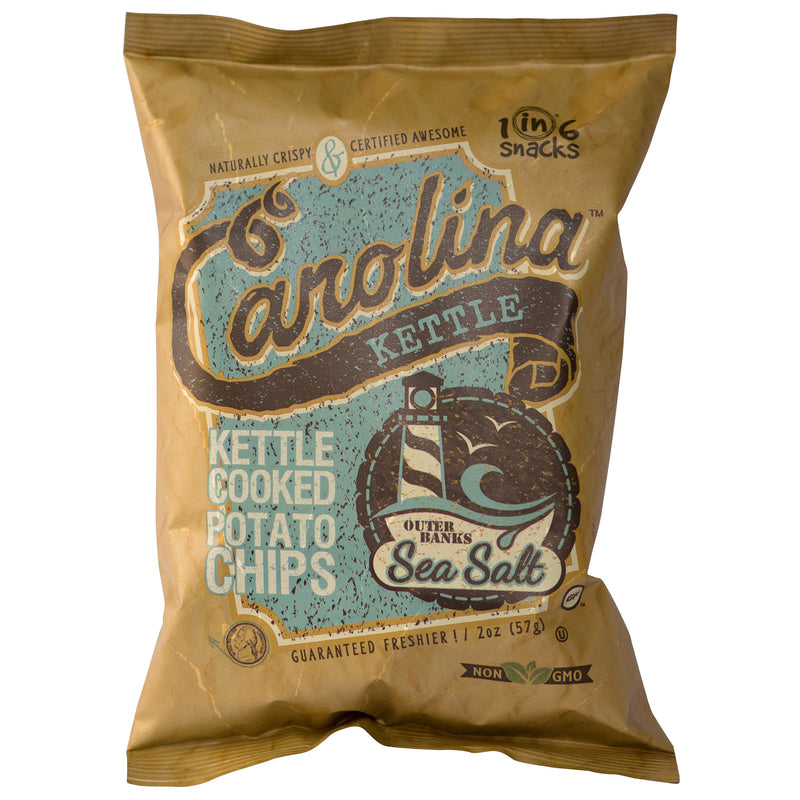 Sea salt flavored chips from Emery Jensen, 2 oz each, pack of 20, crispy snack with salted flavor in the image.